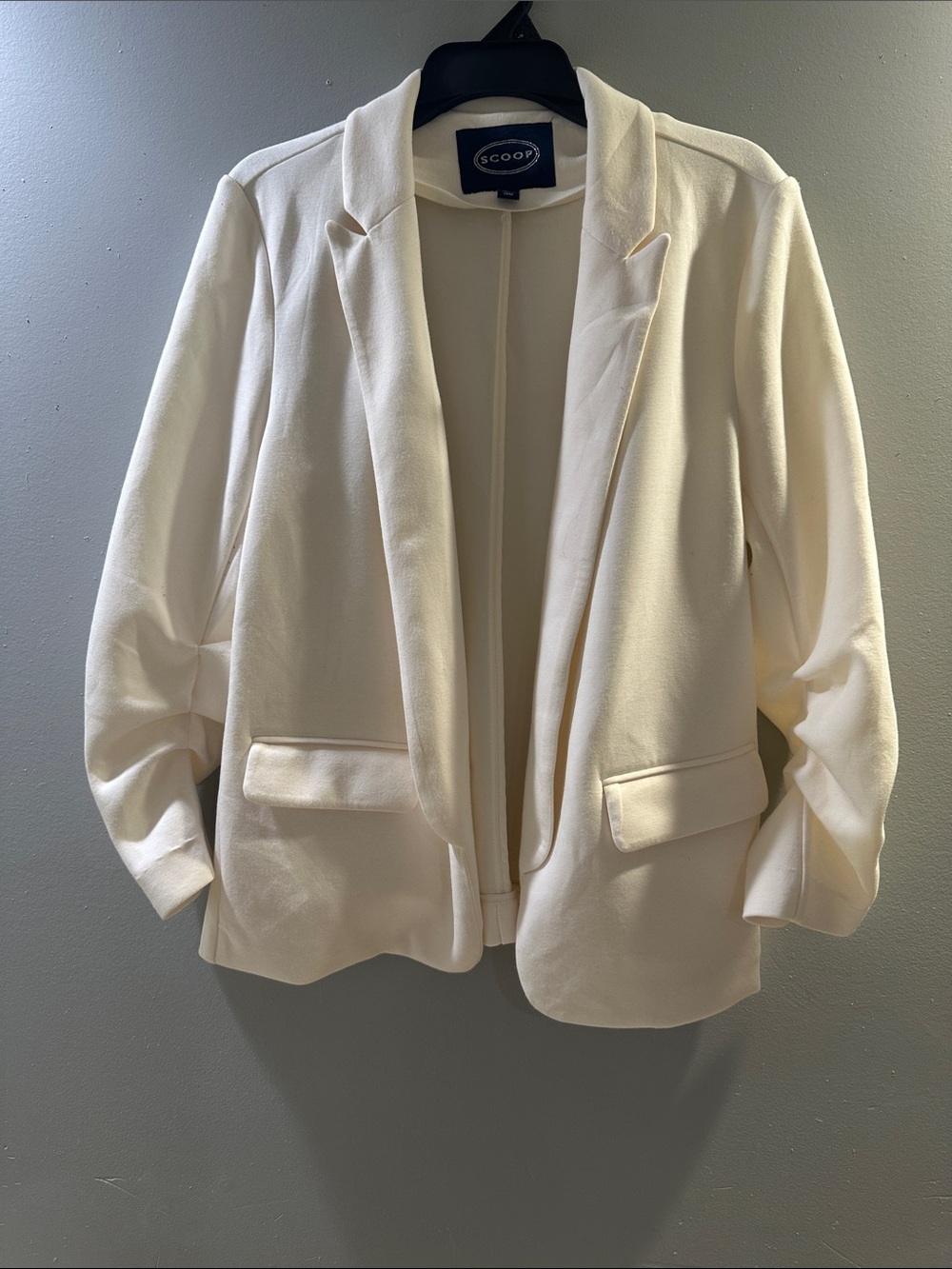 Scoop Cream Open-Front Blazer Jacket